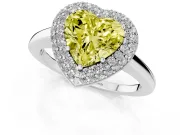 Fancy Yellow Heart Cut Diamond Halo Engagement Ring Set in Platinum with Solitaire Band and Prong Setting