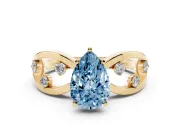 Pear-Shaped Loop Engagement Ring Setting for a Fancy Blue Lab-Grown Diamond | Yellow Gold