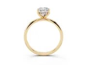 Cushion Cut Diamond Solitaire Engagement Ring Set in Yellow gold with Prong Setting and Polished Band