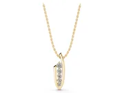Round Lab-Grown Diamond Graduated Bar Set Curved Pendant Necklace | Open U Frame | Yellow Gold