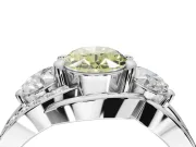 Oval Three Stone Split Shank Engagement Ring Setting for a Fancy Yellow Lab-Grown Diamond | Matching Sides | White Gold