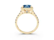 Asscher Cut Accented Halo Engagement Ring Setting for a Fancy Blue Lab-Grown Diamond | Yellow Gold
