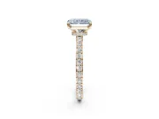 Radiant Cut Hidden Halo Engagement Ring Setting for a Fancy Blue Lab-Grown Diamond | Pavé Band | Yellow Gold