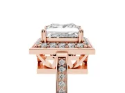 Princess Cut Halo Engagement Ring Setting | Polished Halo Rim | Rose Gold