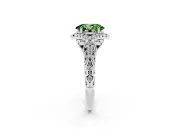 Oval Hidden Halo Filigree Engagement Ring Setting for a Fancy Green Lab-Grown Diamond | White Gold