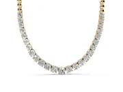 Round Lab-Grown Diamond Graduated Tennis Necklace | Bead Chain Back | Yellow Gold