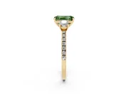 Emerald Cut Three Stone Engagement Ring Setting for a Fancy Green Lab-Grown Diamond | Pave Shoulders | Yellow Gold