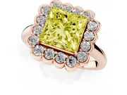 Princess Cut Halo Engagement Ring Setting for a Fancy Yellow Lab-Grown Diamond | Rose Gold - Design NV-24719