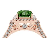 Radiant Cut Halo Engagement Ring Setting for a Fancy Green Lab-Grown Diamond | Pavé Panel Shoulders | Rose Gold