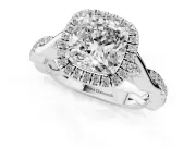Cushion Cut Halo Engagement Ring Setting | Pavé Twist Band | Sterling Silver