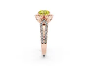 Round Floral Halo Engagement Ring Setting for a Fancy Yellow Lab-Grown Diamond | Pavé Split Shank | Rose Gold