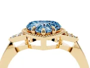 Heart-Shaped Milgrain Frame Engagement Ring Setting for a Fancy Blue Lab-Grown Diamond | Yellow Gold