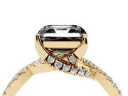 Asscher Cut Twisted Pavé Engagement Ring Setting for a Black Center | Split Shank | Yellow Gold