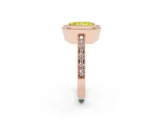 Fancy Yellow Radiant Cut Diamond Halo Engagement Ring Set in Rose gold with Pavé Band and Round Halo Stones