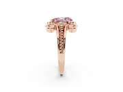 Fancy Pink Pear Cut Diamond Twisted Band Solitaire Ring Set in Rose gold with Scroll Prongs