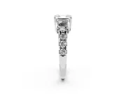 Asscher Cut Three Stone Engagement Ring Setting | Accented Shoulders | Sterling Silver