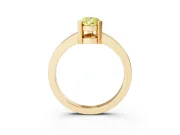 Fancy Yellow Pear Cut Diamond Solitaire Ring Set in Yellow gold with Prong Head and Smooth Polished Band