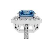 Asscher Cut Halo Engagement Ring Setting for a Fancy Blue Lab-Grown Diamond | Polished Halo Rim | Platinum