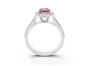 Radiant Cut Pavé Engagement Ring Setting for a Fancy Pink Lab-Grown Diamond | Wide Three-Row Band | White Gold
