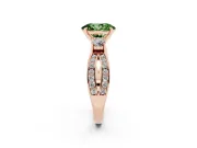 Oval Three-Stone Twist Engagement Ring Setting for a Fancy Green Lab-Grown Diamond | Rose Gold