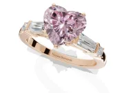 Heart-Shaped Tapered Baguette Engagement Ring Setting for a Fancy Pink Lab-Grown Diamond | Rose Gold