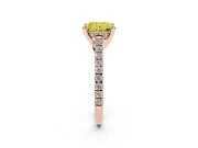 Radiant Cut Hidden Halo Pave Engagement Ring Setting for a Fancy Yellow Lab-Grown Diamond | Claw Prongs | Rose Gold