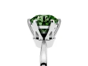 Fancy Green Round Cut Diamond Solitaire Engagement Ring Set in White gold with Slim Tapered Solitaire Band
