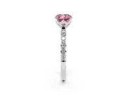 Cushion Cut Pave Solitaire Engagement Ring Setting for a Fancy Pink Lab-Grown Diamond | Slim Band | Sterling Silver