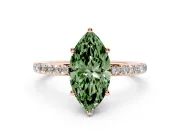 Fancy Green Marquise Cut Diamond Pavé Band Ring Set in Rose gold with Prong-Set Center Stone