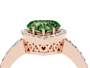 Heart-Shaped Halo Pave Engagement Ring Setting for a Fancy Green Lab-Grown Diamond | Heart Cutout Gallery | Rose Gold