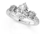 Pear-Shaped Three Stone Engagement Ring Setting | Pave Shoulders | Sterling Silver