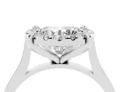 Round Claw Corner Halo Engagement Ring Setting | Slim Plain Band | White Gold