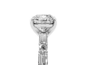Cushion Cut Baguette Side Stone Engagement Ring Setting | Alternating Accents | Platinum