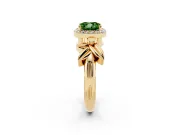 Cushion Cut Floral Halo Engagement Ring Setting for a Fancy Green Lab-Grown Diamond | Yellow Gold