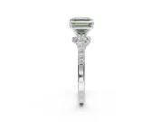 Asscher Cut Pavé Solitaire Engagement Ring Setting for a Fancy Green Lab-Grown Diamond | Crossover Gallery | Platinum