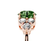 Round Cluster Side Stone Engagement Ring Setting for a Fancy Green Lab-Grown Diamond | Rose Gold