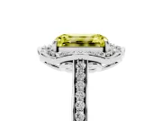 Emerald Cut Petal Tip Halo Engagement Ring Setting for a Fancy Yellow Lab-Grown Diamond | Pavé Band | Platinum