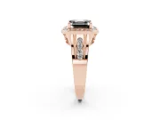 Asscher Cut Halo Engagement Ring Setting for a Black Center | Channel-Set Split Shank | Rose Gold