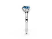 Heart-Shaped Hidden Halo Three Stone Engagement Ring Setting for a Fancy Blue Lab-Grown Diamond | Sterling Silver