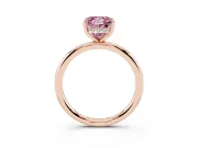 Fancy Pink Princess Cut Diamond Solitaire Ring Set in Rose gold with Thin Band and Prong Setting