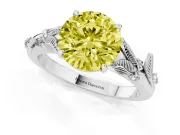 Round Leaf Solitaire Engagement Ring Setting for a Fancy Yellow Lab-Grown Diamond | Sterling Silver