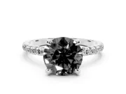 Round Petite Pavé Solitaire Engagement Ring Setting for a Black Center | Slim Band | Platinum
