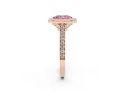 Radiant Cut Vintage Milgrain Halo Engagement Ring Setting for a Fancy Pink Lab-Grown Diamond | Bezel Head | Rose Gold