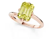Emerald Cut Bypass Solitaire Engagement Ring Setting for a Fancy Yellow Lab-Grown Diamond | Plain Band | Rose Gold