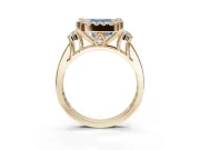 Asscher Cut Halo Engagement Ring Setting for a Fancy Blue Lab-Grown Diamond | Graduated Channel Band | Yellow Gold