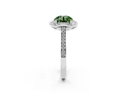 Round Petal Tip Halo Engagement Ring Setting for a Fancy Green Lab-Grown Diamond | Pavé Band | Sterling Silver