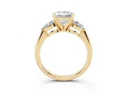 Princess Cut Three-Stone Engagement Ring Setting | Pear Side Stones | Yellow Gold