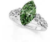 Marquise Graduated Side Stone Engagement Ring Setting for a Fancy Green Lab-Grown Diamond | Flat Top Band | Platinum