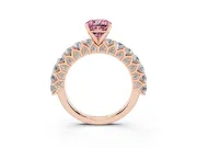 Cushion Cut Shared Prong Engagement Ring Setting for a Fancy Pink Lab-Grown Diamond | Rose Gold