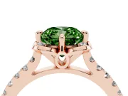 Cushion Cut Floral Petal Engagement Ring Setting for a Fancy Green Lab-Grown Diamond | Petal Accents | Rose Gold